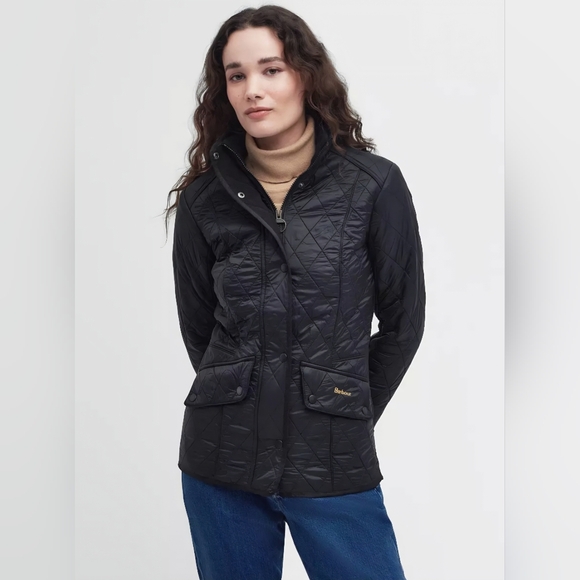 Barbour Cavalry Polarquilt Quilted Jacket Black Womens Size US10